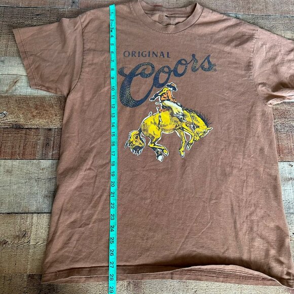 Vintage Original Coors Cowboy Graphic T-Shirt Brown Large Short Sleeve Cotton - Picture 3 of 6